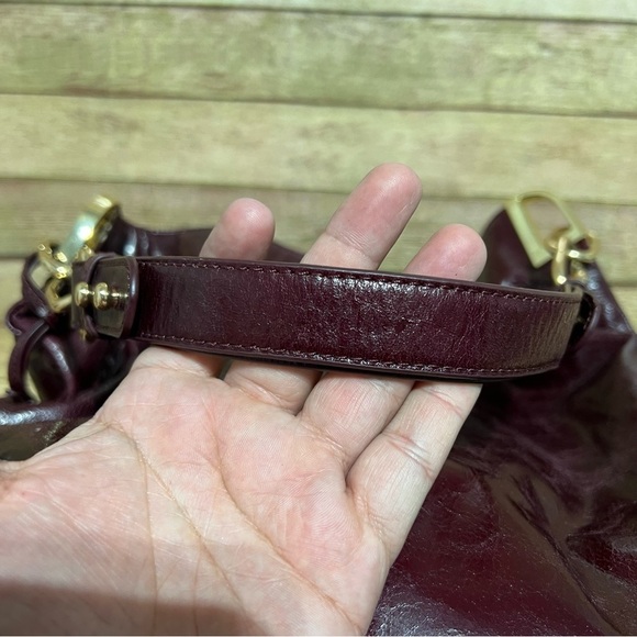 Badgley Mischka Maroon Leather Hobo Bag - Picture 8 of 10